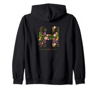 MUJER FLORAL H INICIAL ACUARELA BOTÁNICA FLOR LETRA Sudadera con Capucha