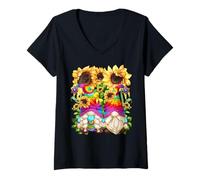 Mujer Floral Hippie Gnomes For Women and Hippies with Sunflower Camiseta Cuello V