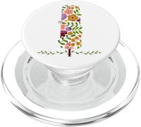 MUJER FLORAL I INICIAL ACUARELA BOTÁNICA FLOR LETRA PopSockets PopGrip para MagSafe