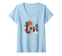 Mujer Floral Love Wildflower Boho Vintage Naturaleza Botánico Camiseta Cuello V