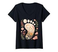Mujer Floral OB GYN Nurse Obstetric Labor and Delivery Camiseta Cuello V