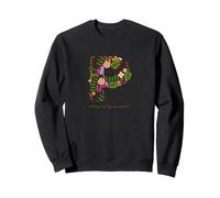 MUJER FLORAL P INICIAL Acuarela Letra Flor Botánica Sudadera