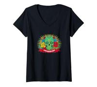 Mujer Floral Sugar Skull Day of Dead - Love Never Dies Gift Camiseta Cuello V