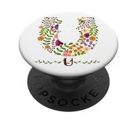 MUJER FLORAL U INICIAL Acuarela Letra Flor Botánica PopSockets PopGrip Adhesivo