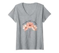 Mujer Florece como una Flor versículo bíblico de fe Cristiana Camiseta Cuello V