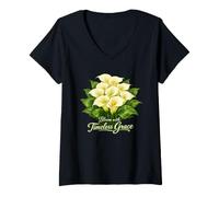 Mujer Florece con Gracia Atemporal: Ramo de Lirios de Cala Camiseta Cuello V