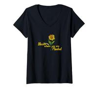 Mujer Florece Donde estás Plantado Monarca Oruga Camiseta Cuello V