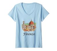 Mujer Florence Italy Italian Travel Souvenir Camiseta Cuello V