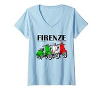 Mujer Florence Italy Souvenir Firenze - Patinete clásico con bandera italiana Camiseta Cuello V