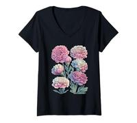 Mujer Flores de caléndula Pastel Amante de Las Plantas botánico Primavera soñador Camiseta Cuello V