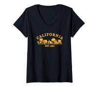 Mujer Flores de California establecidas en 1850 Camiseta Cuello V
