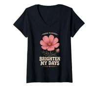 Mujer Flores Frescas Iluminar Mis Días Jardín Floral Camiseta Cuello V
