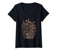 Mujer Flores Silvestres Florales Boho Vintage Camiseta Cuello V