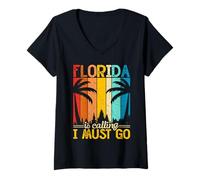 Mujer Florida Family Vacation Sunset Beach Surfer FL Viaje Souvenir Camiseta Cuello V