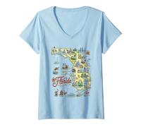 Mujer Florida FL USA Mapas Iconos, Ciudades Camiseta Cuello V