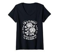 Mujer Florista Divertida Diciendo Que Estoy acostumbrado a lidiar con pinchazos Camiseta Cuello V
