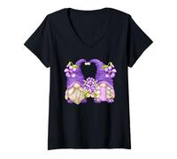 Mujer Flower Lover Summer Graphic For Women Hippies Purple GNOME Camiseta Cuello V