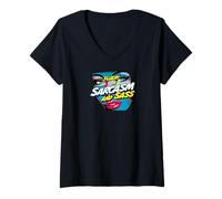 Mujer Fluent In Sarcasm And Sass Pop Art Design Camiseta Cuello V