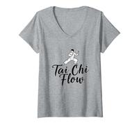 Mujer Flujo de Tai Chi Camiseta Cuello V