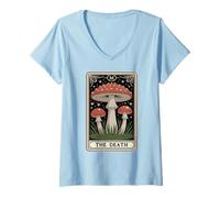 Mujer Fly Agaric Amanita Muscaria Hongo La Muerte Tarot Card Camiseta Cuello V