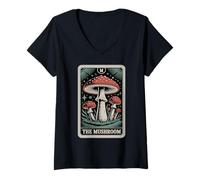 Mujer Fly Agaric Amanita Muscaria Tarot Card El Hongo Camiseta Cuello V
