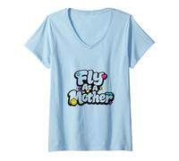 Mujer Fly As A Mother Funny Diciendo Mamá Día de la Madre Camiseta Cuello V