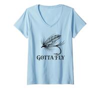 Mujer Fly Fishing Brook Dry Fly Atando Fisherman Gotta Fly Camiseta Cuello V