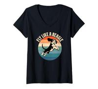 Mujer Fly Like A Beagle Retro Vintage Camiseta Cuello V