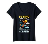 Mujer Flying is Just Walking but with Way Better Scenery Camiseta Cuello V