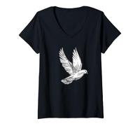Mujer Flying Lonesome Paloma Paloma Amante de los Pájaros Regalo Hombres Mujeres Niños Camiseta Cuello V