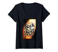 Mujer Foco Rock 'N Roll Camiseta Cuello V