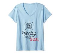 Mujer Focus on The Goal Target Graphic Motivation Discipline Quote Camiseta Cuello V