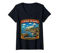 Mujer Fogo Island Canadá Viaje Familiar Fogo Island Vacaciones Camiseta Cuello V