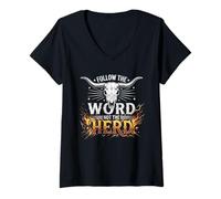 Mujer Follow The Word Not The Herd Christian Bible Verse Cow Skull Camiseta Cuello V