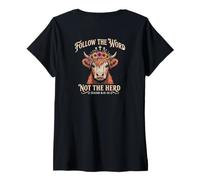 Mujer Follow The Word Not The Herd Christian Bible Verse Scripture Camiseta Cuello V