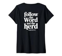 Mujer Follow The Word Not The Herd Christian Bible Verse Scripture Camiseta Cuello V