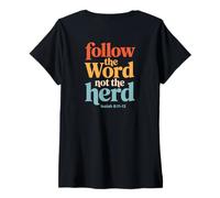 Mujer Follow The Word Not The Herd Christian Bible Verse Scripture Camiseta Cuello V