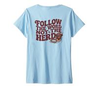 Mujer Follow The Word Not The Herd Christian Bible Verse Scripture Camiseta Cuello V