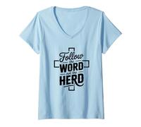 Mujer Follow The Word Not The Herd Christian Bible Verse Scripture Camiseta Cuello V