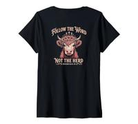 Mujer Follow The Word Not The Herd Christian Bible Verse Scripture Camiseta Cuello V