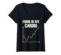 Mujer FOMO es mi Cardio - Funny Crypto Stock Investor Camiseta Cuello V