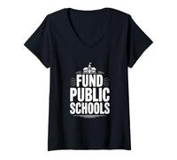 Mujer Fondo de Apoyo Escuelas Públicas Promoción Educativa Camiseta Cuello V