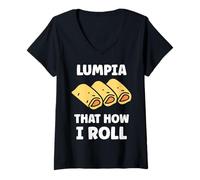 Mujer Food Funny Spring Rolls Simple Quote Lumpia That How i Roll Camiseta Cuello V