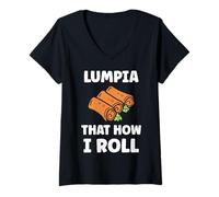 Mujer Food Funny Spring Rolls Simple Quote Lumpia That How i Roll Camiseta Cuello V