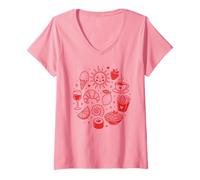 Mujer Foodie Summer Celestial Sun Snacks, Vino, Pasta, Sushi, Amante del Sushi Camiseta Cuello V