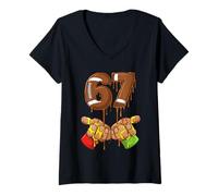 Mujer Football 67 Six Seven Gen Alpha Funny Meme Drip Camiseta Cuello V