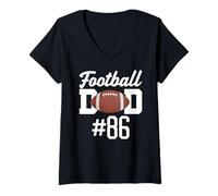 Mujer Football Dad Number 86 Biggest Fan Father Supporter Hijo Mamá Camiseta Cuello V