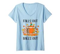 Mujer Football Falls out Balls out Tis The Season Fall Football Camiseta Cuello V