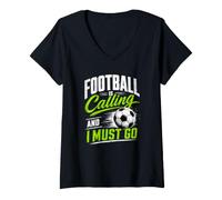 Mujer Football Is Calling & I Must Go Illustration Graphic Designs Camiseta Cuello V