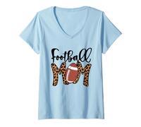 Mujer Football Mom Leopard American Football Mothers Day Mom Mama Camiseta Cuello V